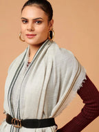 Elegant Shawl Wool Blend with Dobby Pattern in Grey