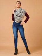 Chic Stole Wool Blend with Dobby Pattern in Grey