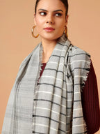 Chic Stole Wool Blend with Dobby Pattern in Grey