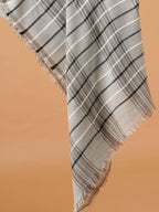 Chic Stole Wool Blend with Dobby Pattern in Grey