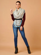 Classic Shawl Wool Blend with Dobby Pattern in Grey