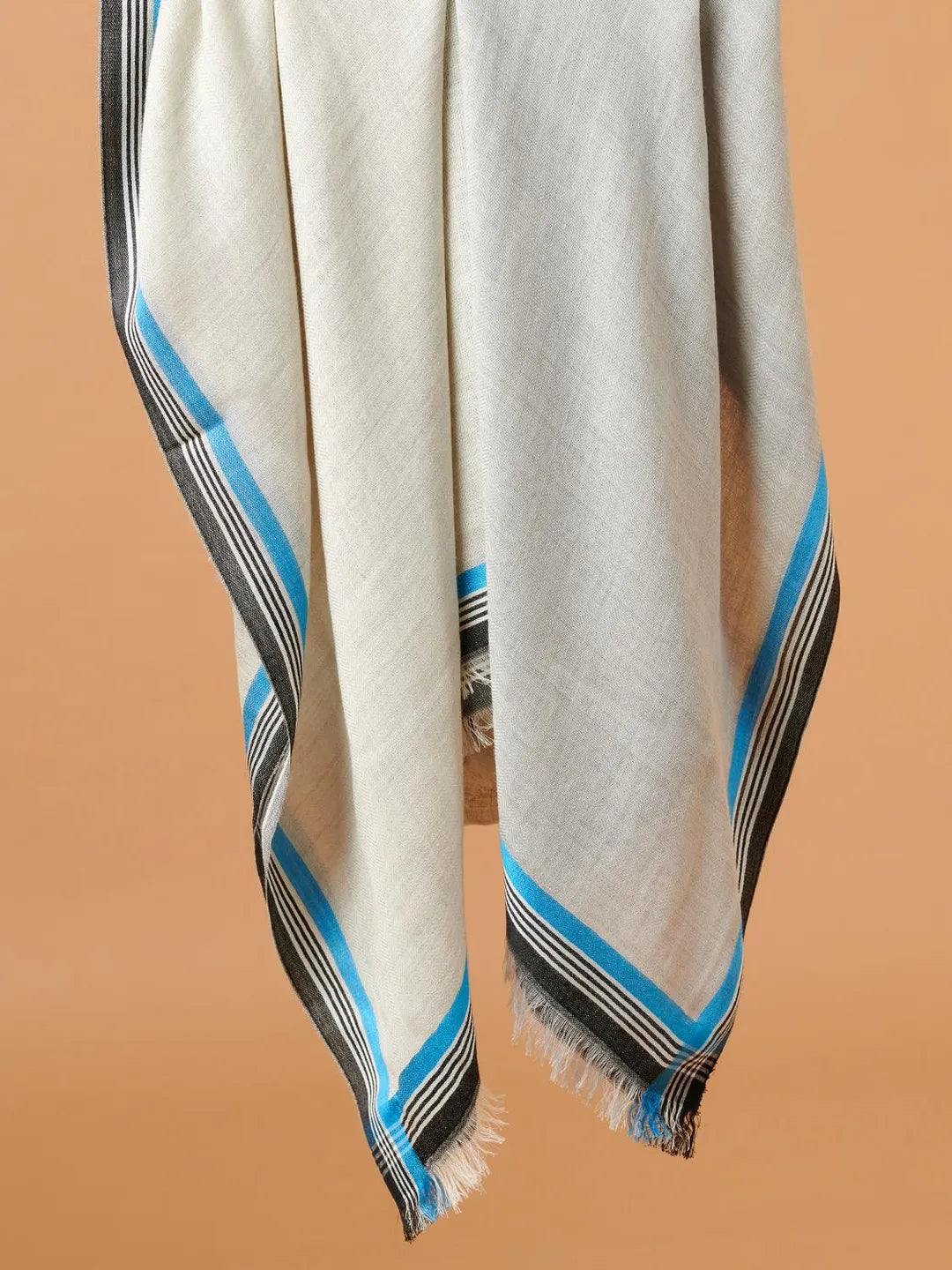 Classic Shawl Wool Blend with Dobby Pattern in Grey