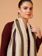 Elegant Shawl Wool Blend with Dobby Pattern in Beige