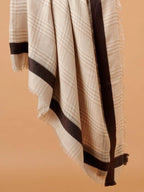 Elegant Shawl Wool Blend with Dobby Pattern in Beige