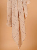 Elegant Stole Wool Blend with Printed Pattern in Beige