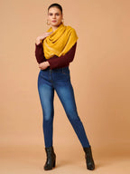 Elegant Stole Wool Blend with Dobby Pattern in Yellow