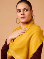 Elegant Stole Wool Blend with Dobby Pattern in Yellow