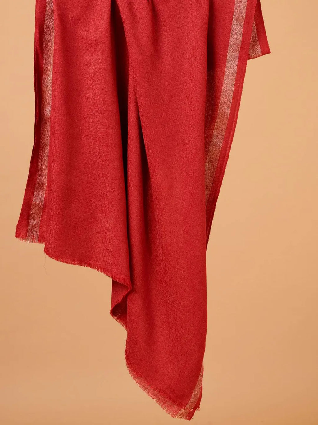 Chic Stole Wool Blend with Dobby Pattern in Red