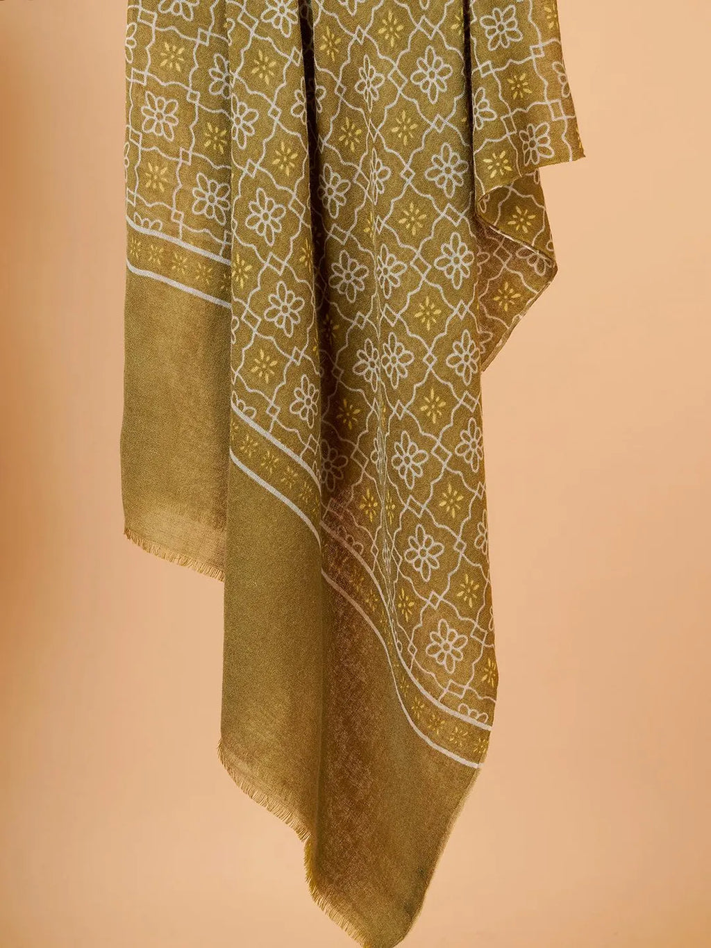 Elegant Stole Wool Blend with Printed Pattern in Multi