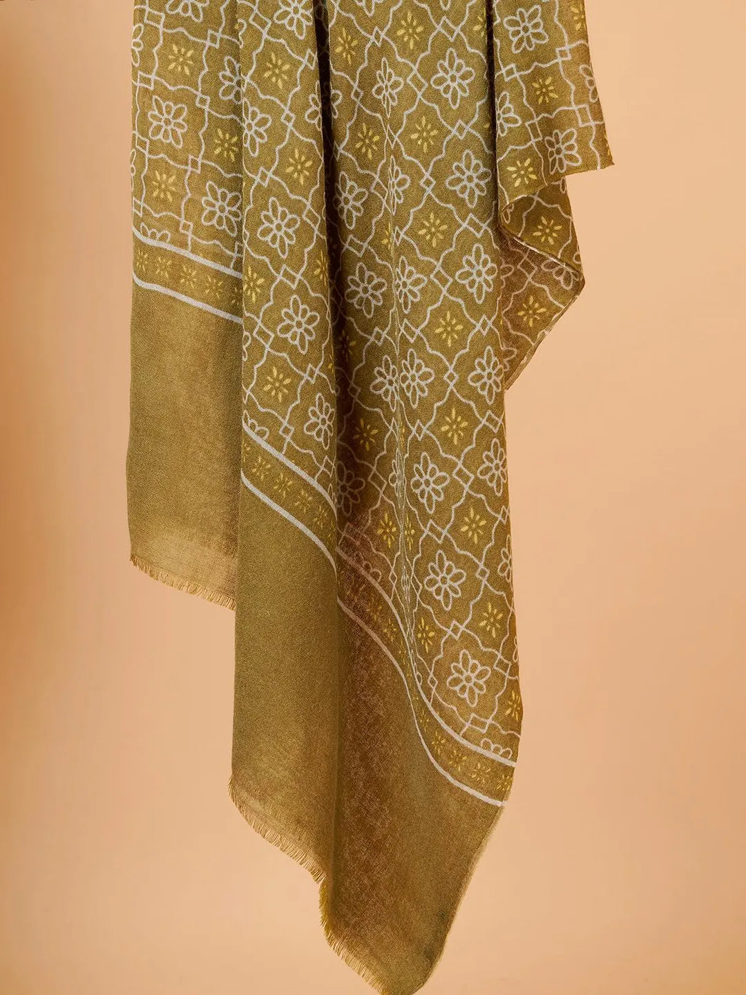 Elegant Stole Wool Blend with Printed Pattern in Multi