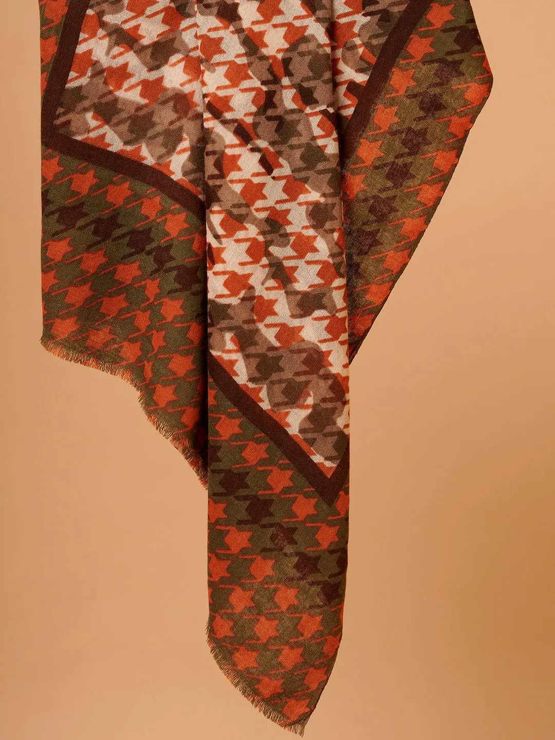 Elegant Stole Wool Blend with Printed Pattern in Multi