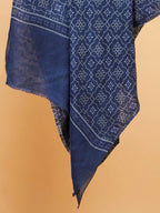 Elegant Stole Wool Blend with Printed Pattern in Blue