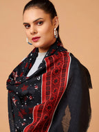 Elegant Stole Wool Blend with Printed Pattern in Multi