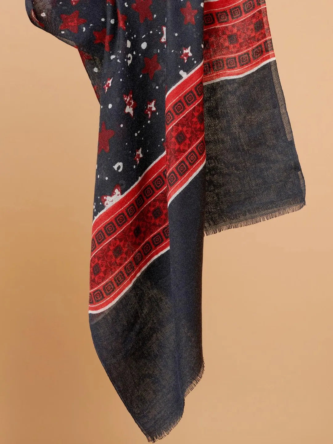 Elegant Stole Wool Blend with Printed Pattern in Multi