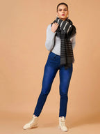 Chic Stole Wool Blend with Dobby Pattern in Grey