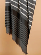 Chic Stole Wool Blend with Dobby Pattern in Grey