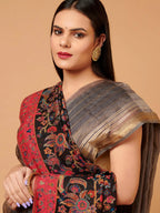 Classic Shawl Wool Blend with Kaani Pattern in Black