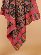 Classic Shawl Wool Blend with Kaani Pattern in Black