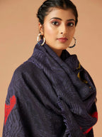 Casual Scarf with Dobby Pattern in Blue