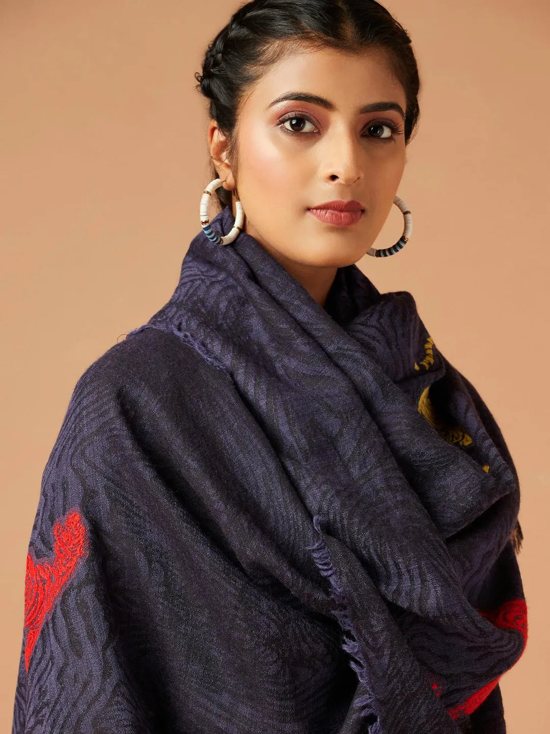 Casual Scarf with Dobby Pattern in Blue