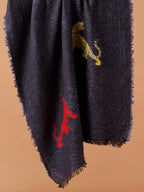 Casual Scarf with Dobby Pattern in Blue