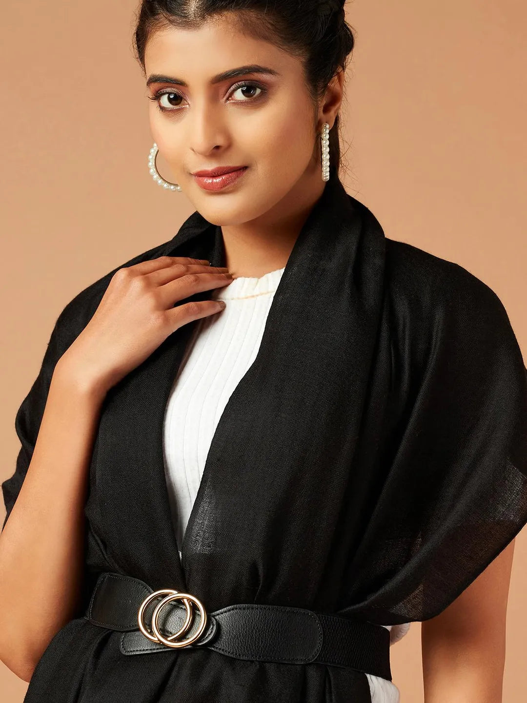 Contemporary Touch Cashmere Stole in Black