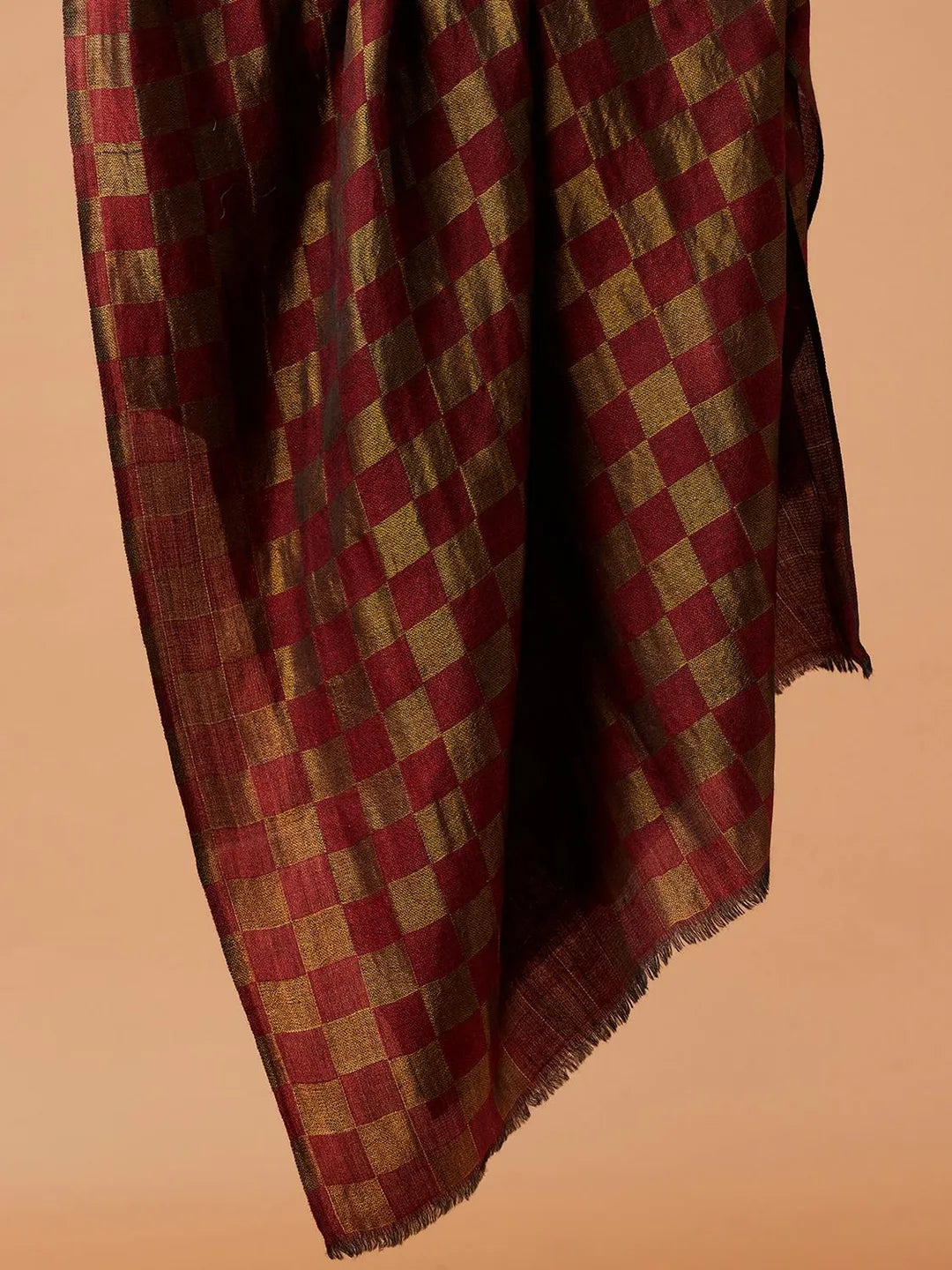 Comfort Touch Cashmere Stole in Maroon & Gold