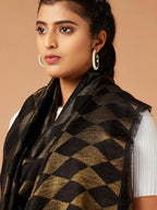 Contemporary Style Cashmere Stole in Black & Gold