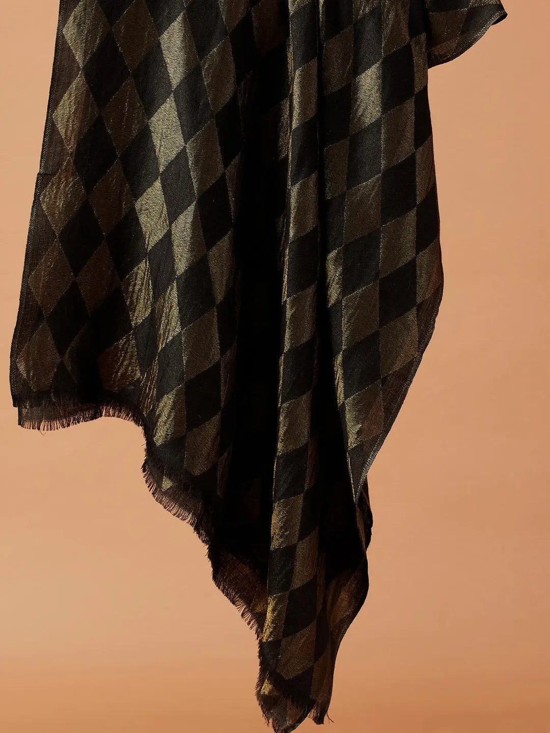 Contemporary Style Cashmere Stole in Black & Gold