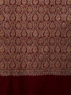 Classic Handloom Pashmina Shawl Jama Embroidery in Maroon