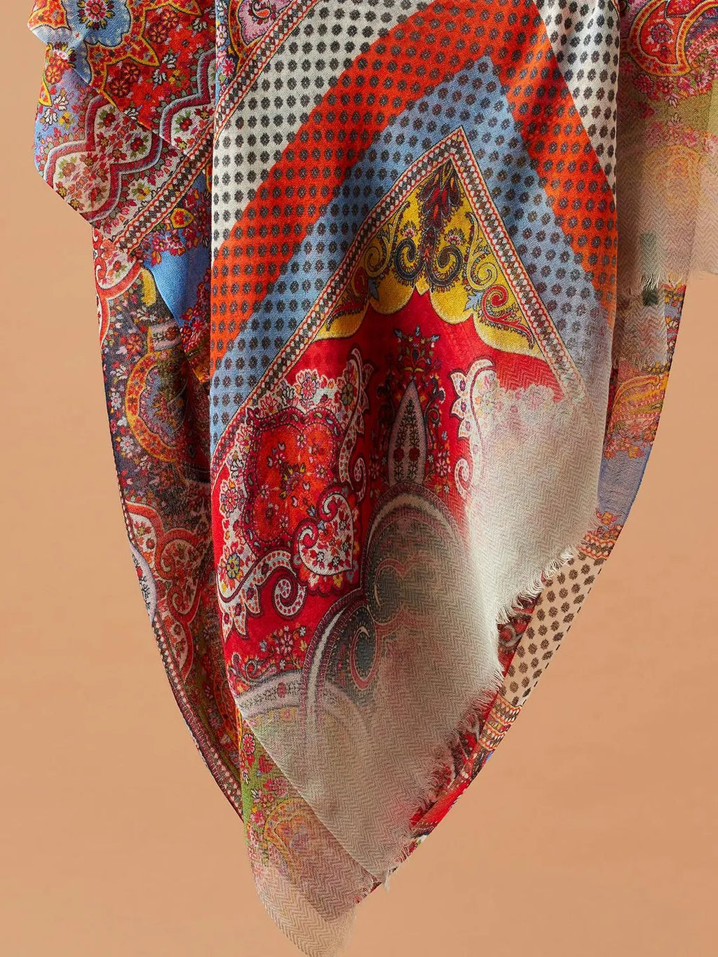 Elegant Stole Wool Blend with Printed Pattern in Multi
