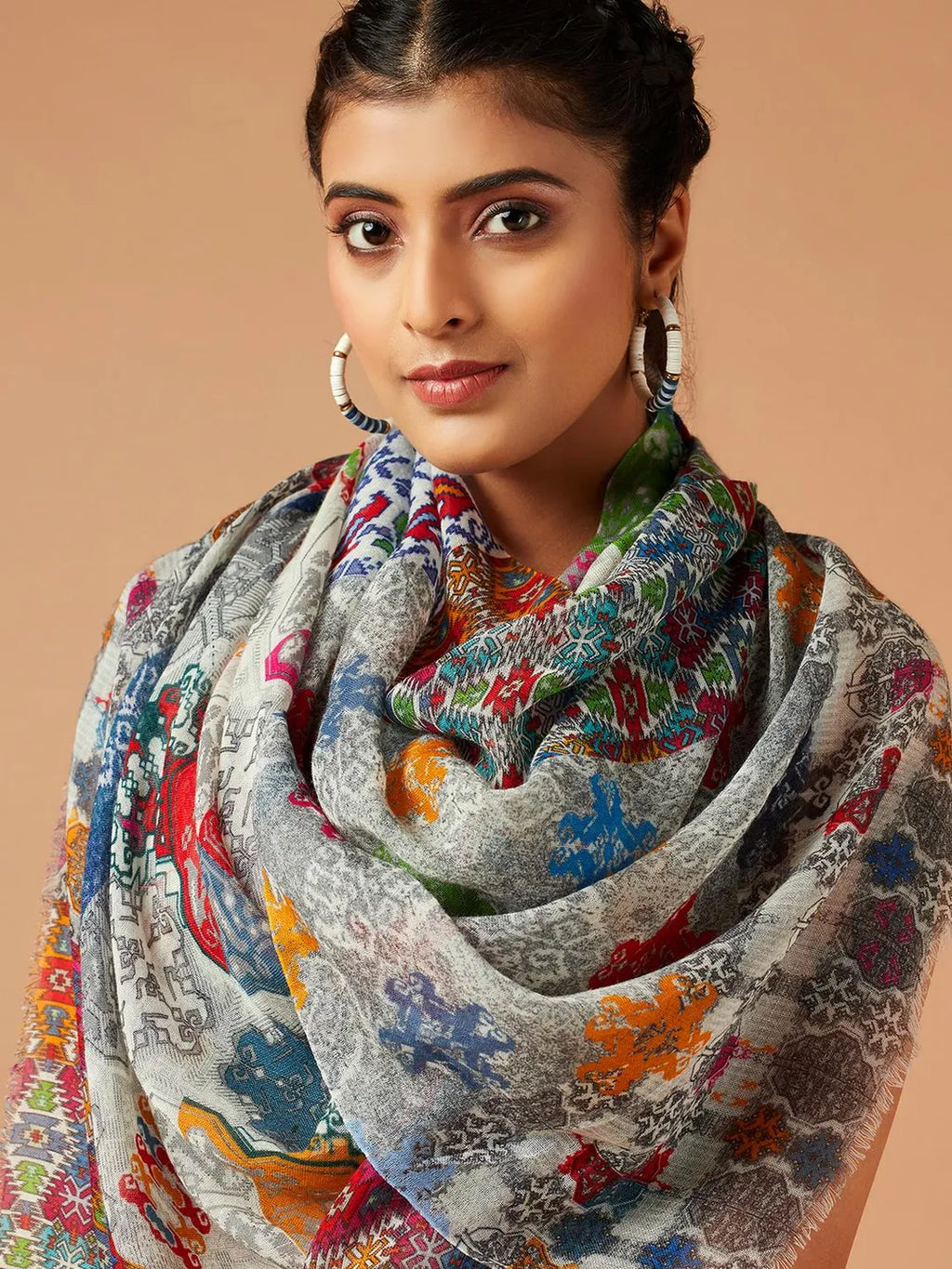 Casual Scarf with Printed Pattern in Multi