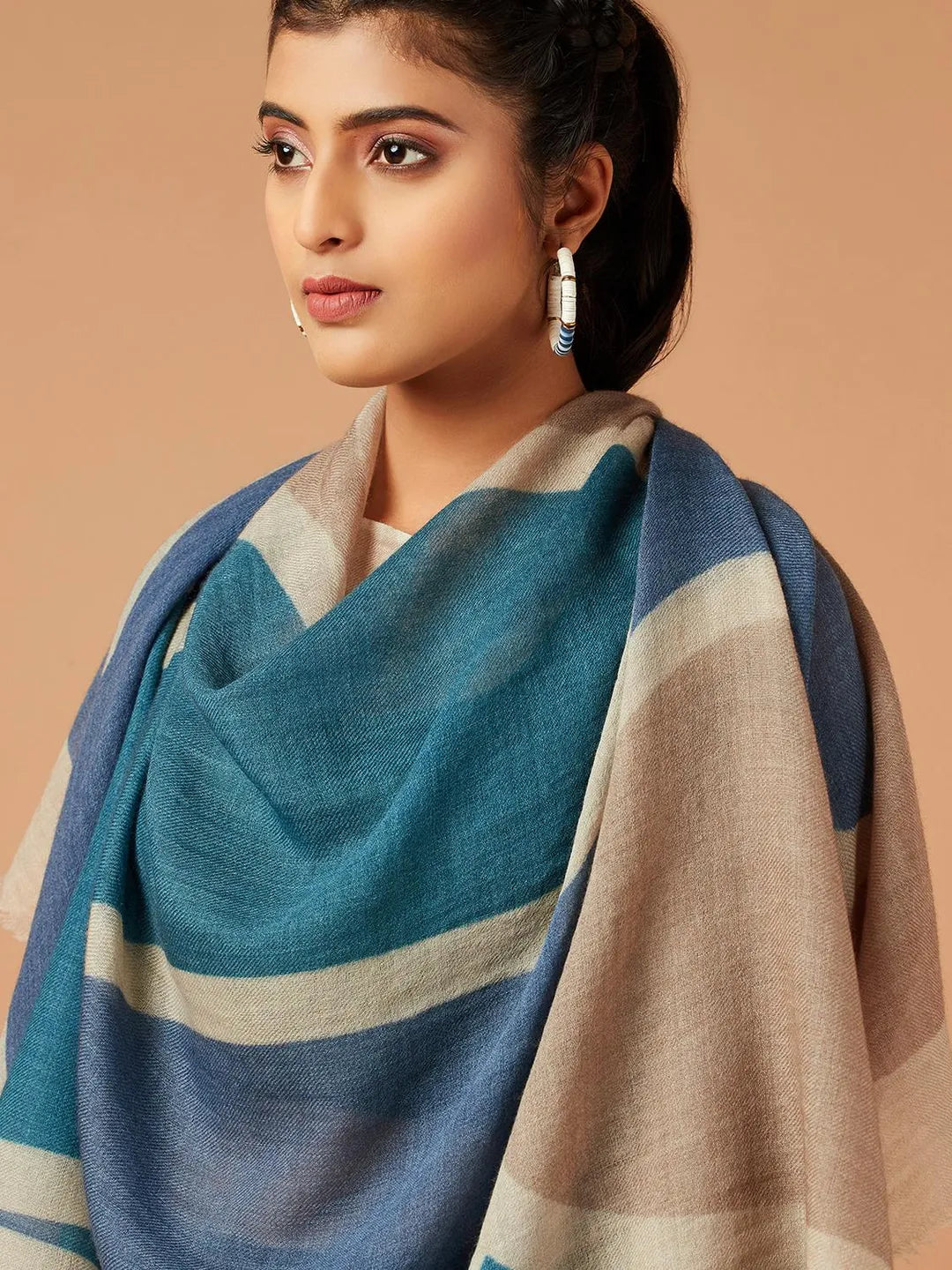Elegant Stole Wool Blend with Printed Pattern in Multi