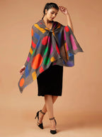 Elegant Stole Wool Blend with Printed Pattern in Multi