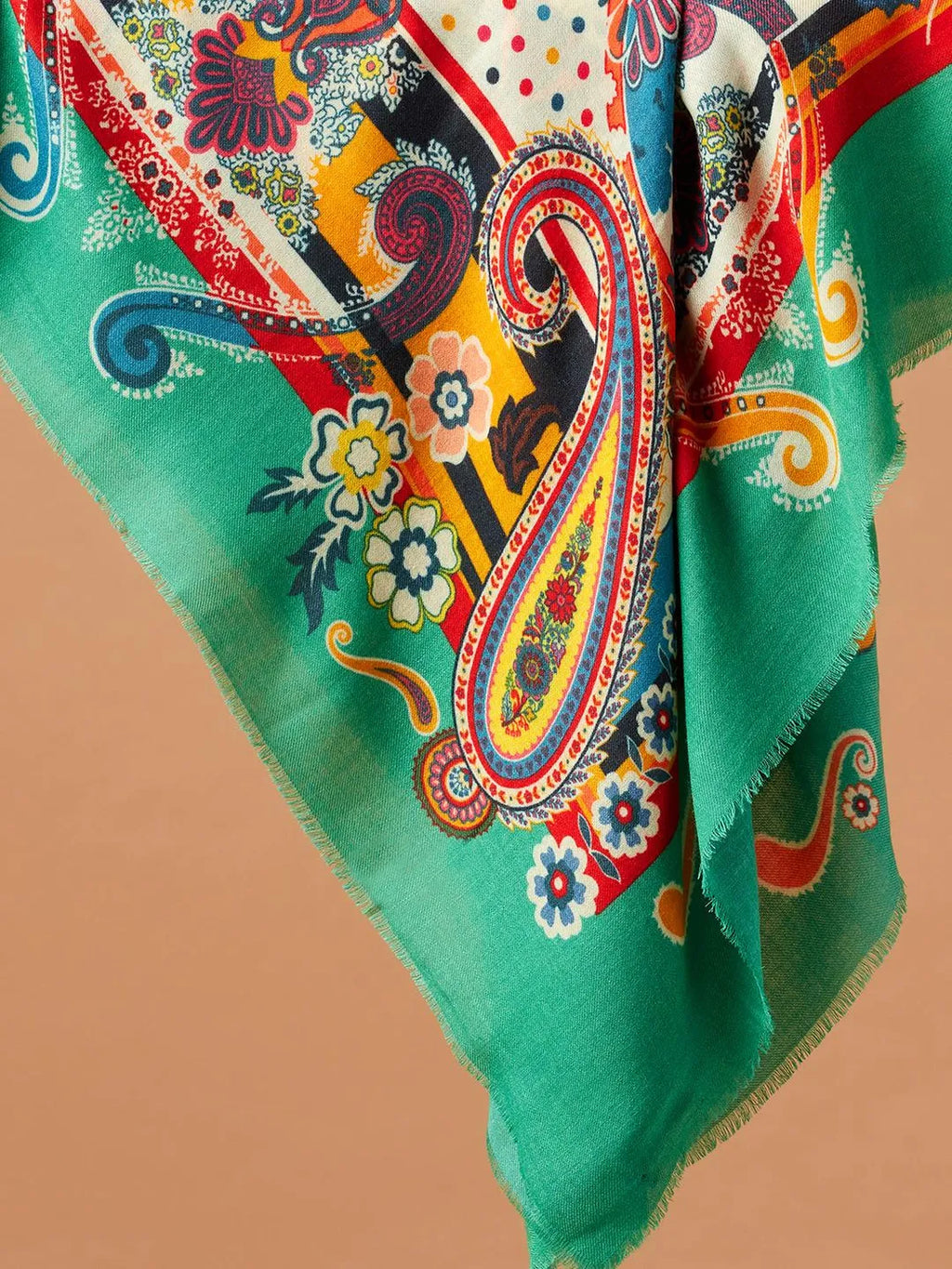 Elegant Stole Wool Blend with Printed Pattern in Multi