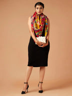 Elegant Stole Wool Blend with Printed Pattern in Multi