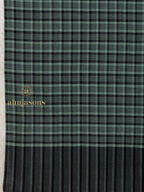 Black Handloom Pure Pashmina Shawl — Intricate Check Pattern