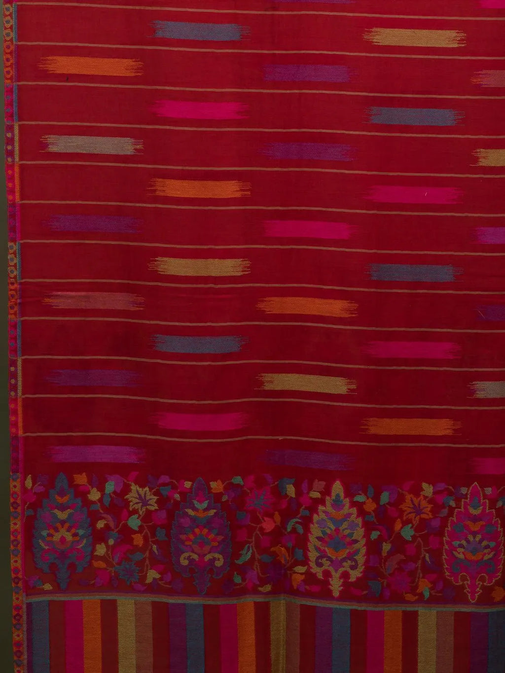 Classic Shawl Wool Blend with Kaani Pattern in Red