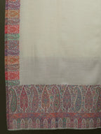 Classic Shawl Wool Blend with Kaani Pattern in White