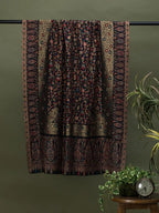 Classic Shawl Wool Blend with Kaani Pattern in Black