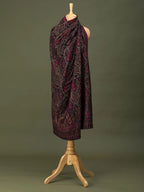 Classic Shawl Wool Blend with Kaani Pattern in Black