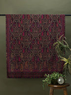 Classic Shawl Wool Blend with Kaani Pattern in Black