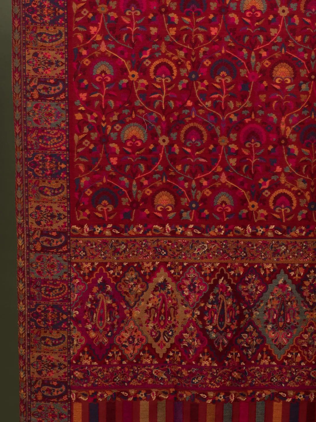 Elegant Shawl Wool Blend with Kaani Pattern in Red