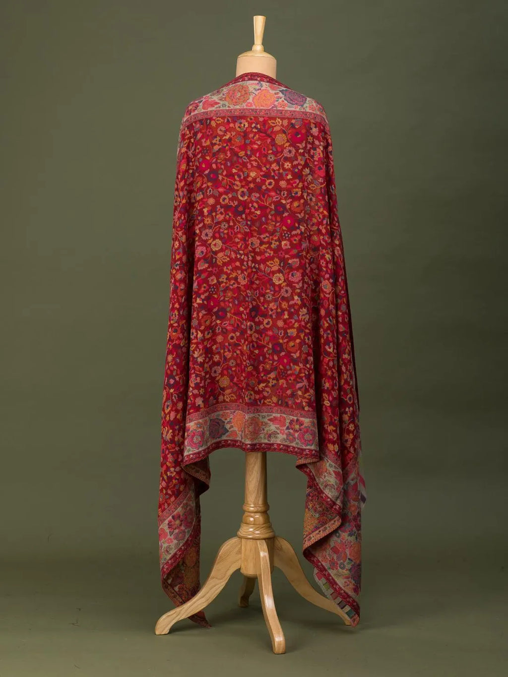 Classic Shawl Wool Blend with Kaani Pattern in Red