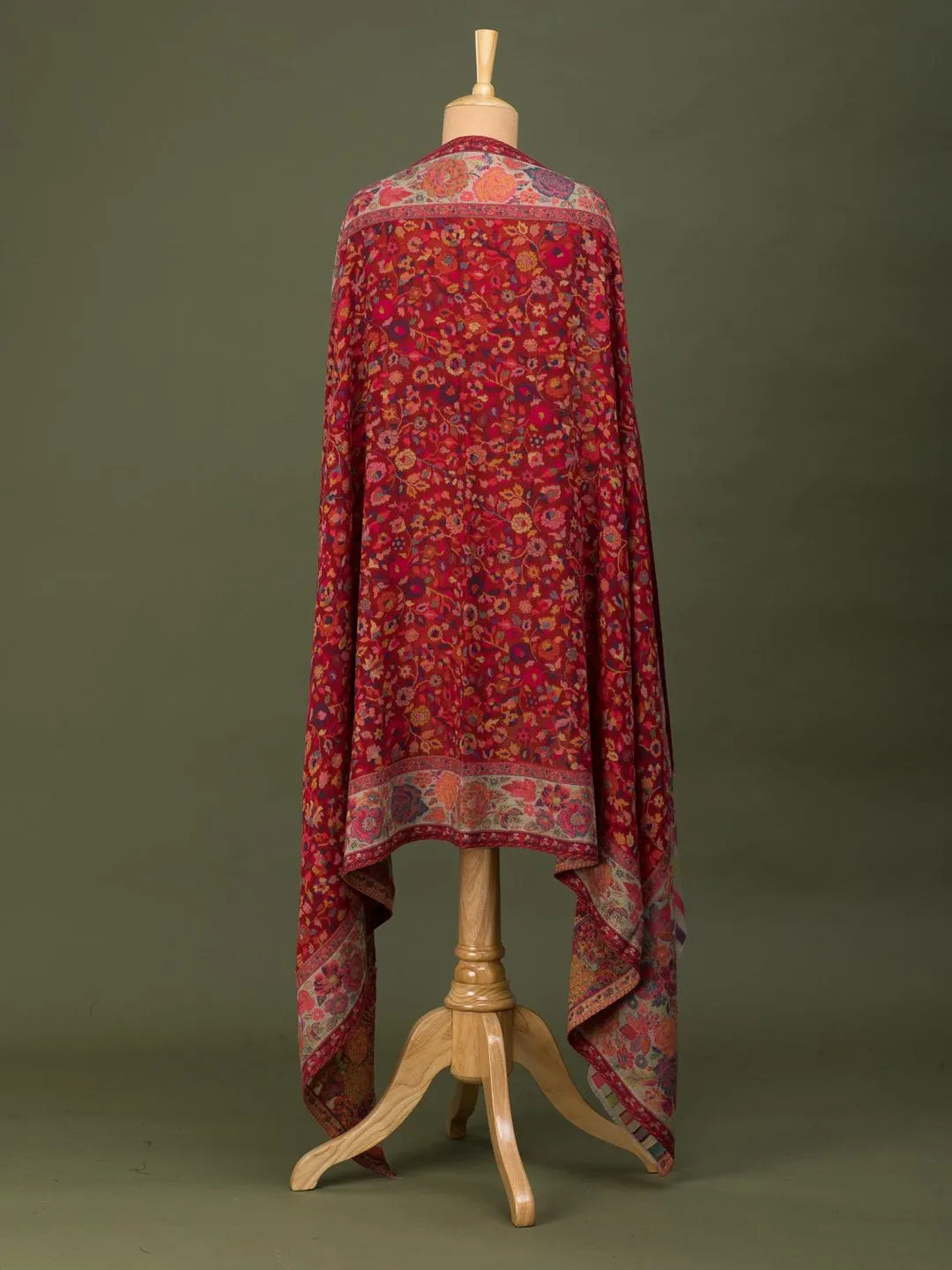 Classic Shawl Wool Blend with Kaani Pattern in Red