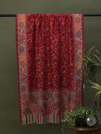 Classic Shawl Wool Blend with Kaani Pattern in Red