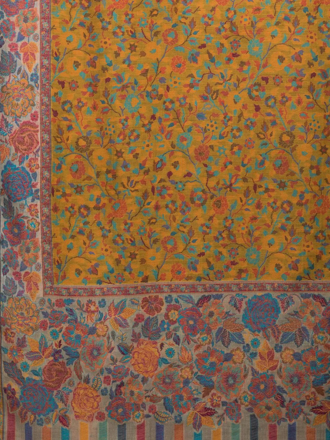 Classic Shawl Wool Blend with Kaani Pattern in Yellow