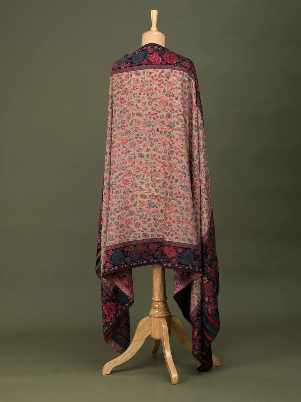 Classic Shawl Wool Blend with Kaani Pattern in Beige