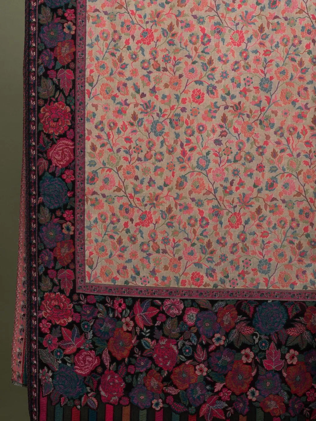 Classic Shawl Wool Blend with Kaani Pattern in Beige