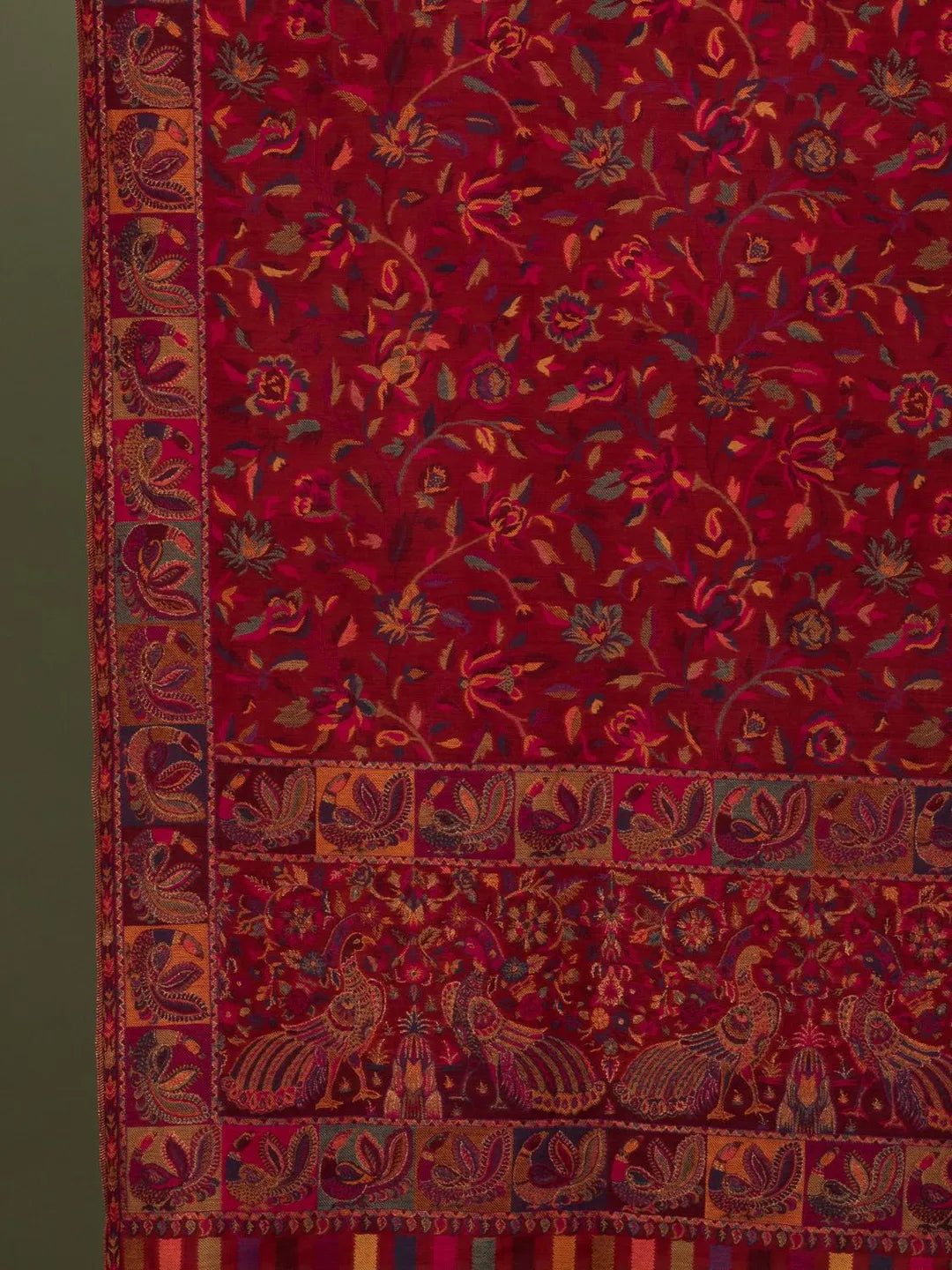 Classic Shawl Wool Blend with Kaani Pattern in Maroon